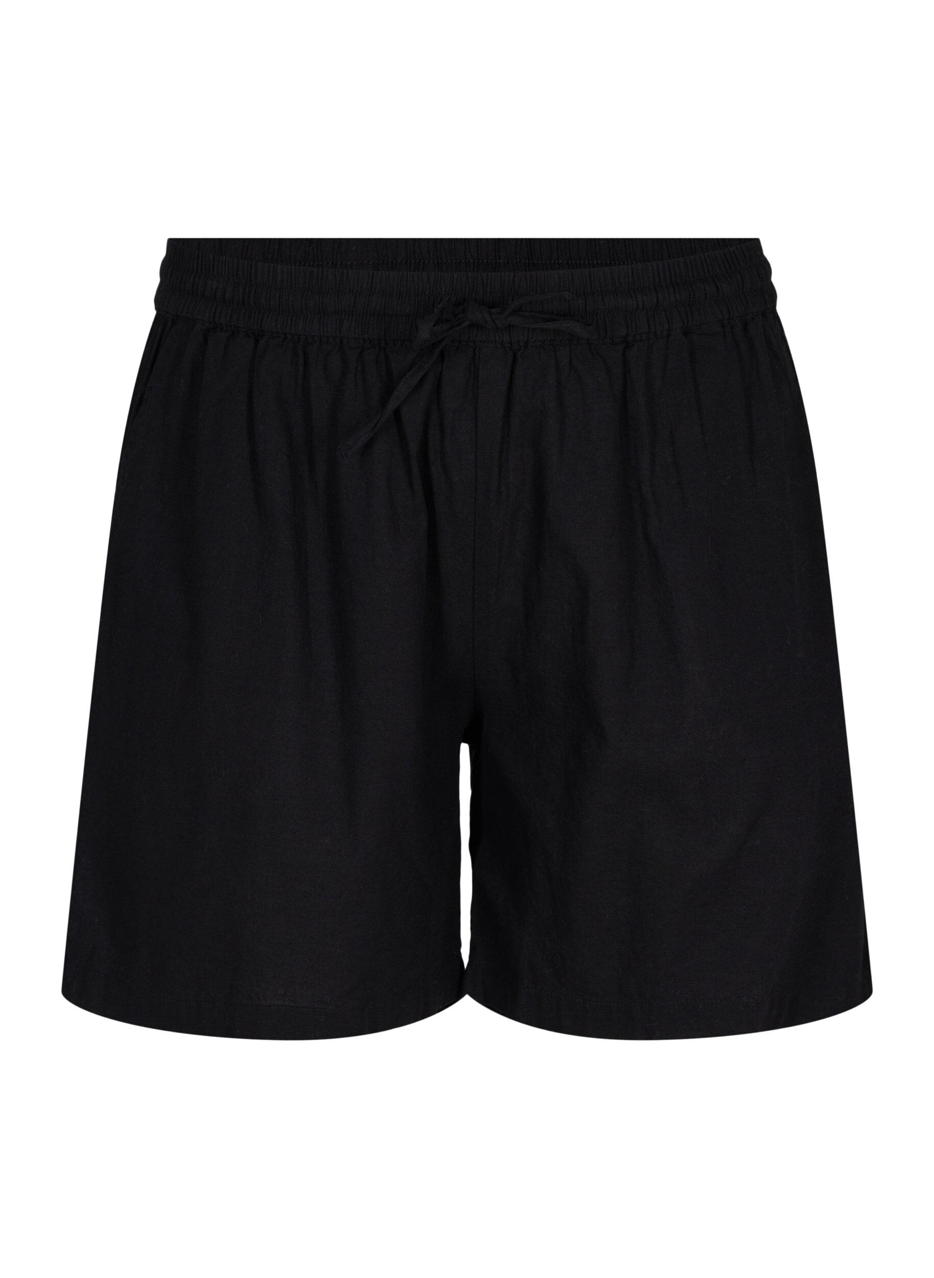ZizziLockere Shorts aus einer Baumwollmischung mit Leinen, Black, Packshot image number 0