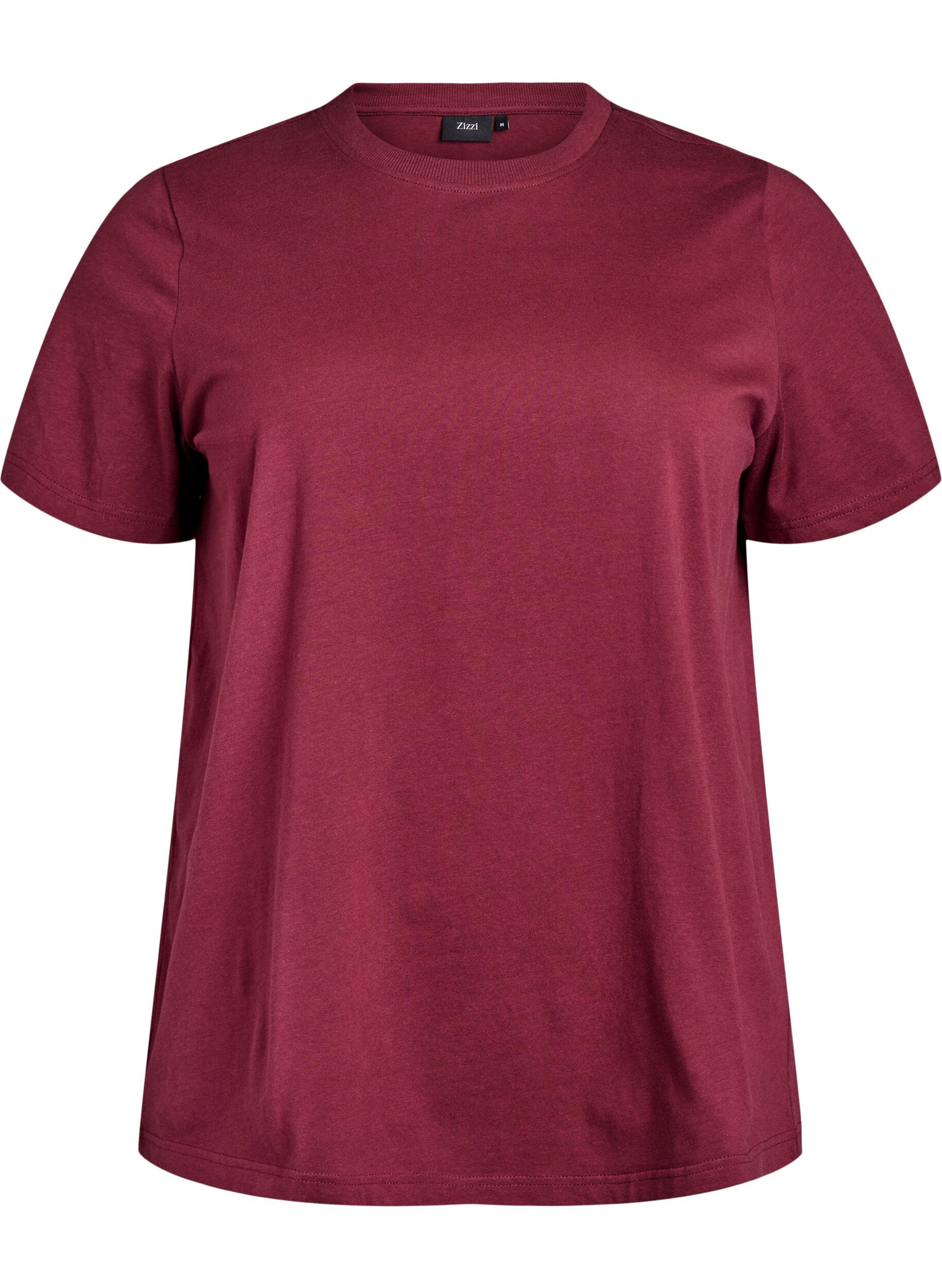 ZizziBasic-T-Shirt aus Baumwolle mit Rundhalsausschnitt, Dunkles Bordeaux, Packshot image number 0