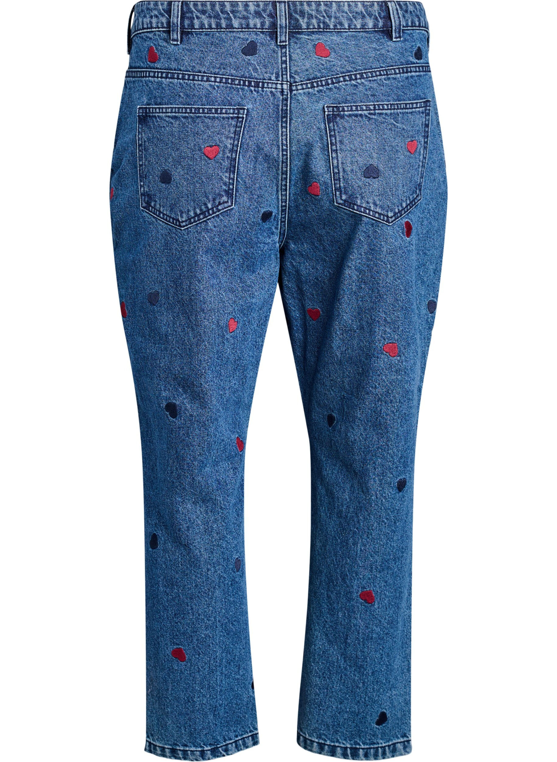ZizziMille Mom Fit Jeans mit Stickerei, Blau, Packshot image number 1