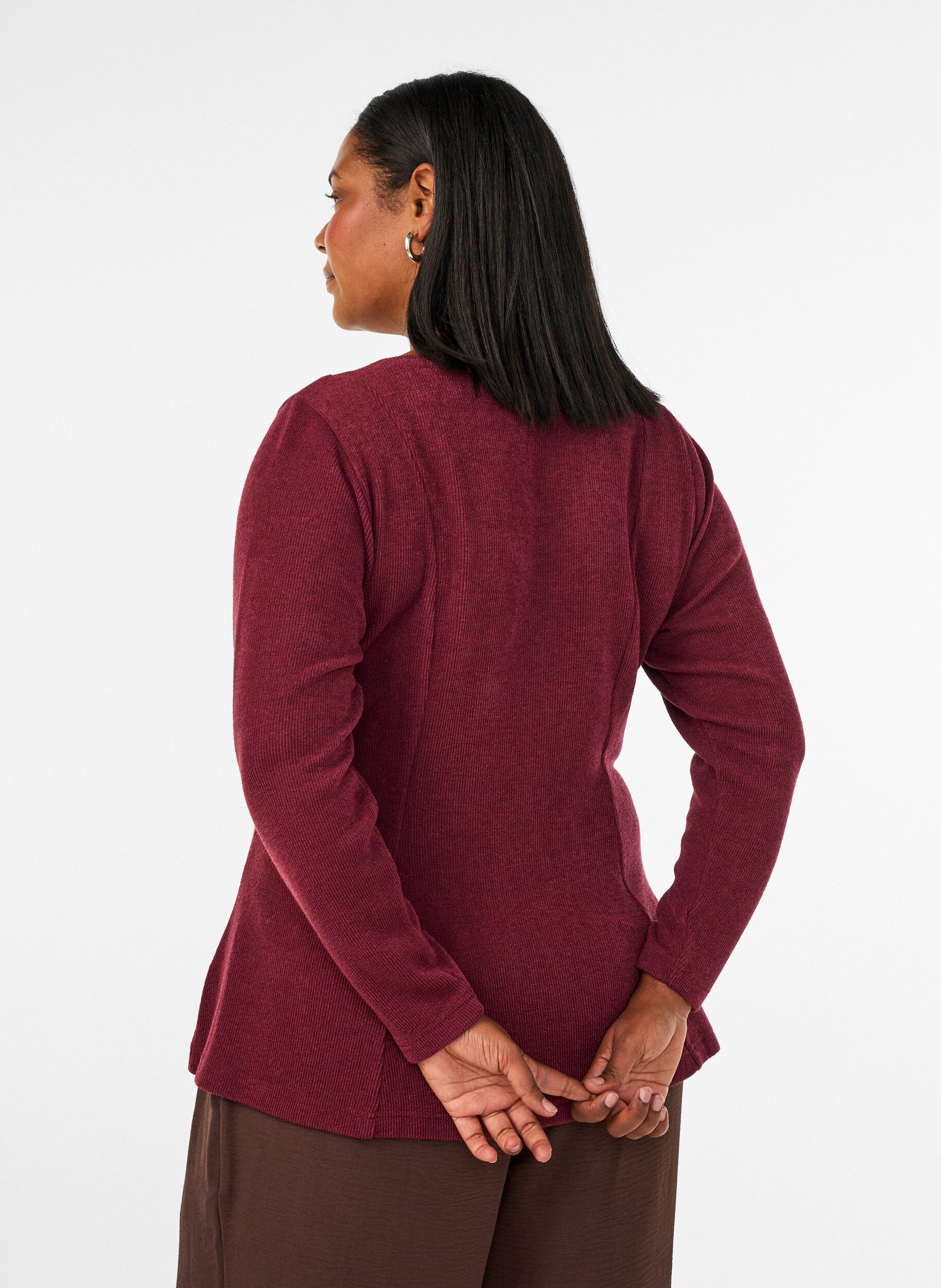 ZizziBluse aus Jersey mit gerippter Struktur und A-Linien-Passform, Rot, Model image number 2