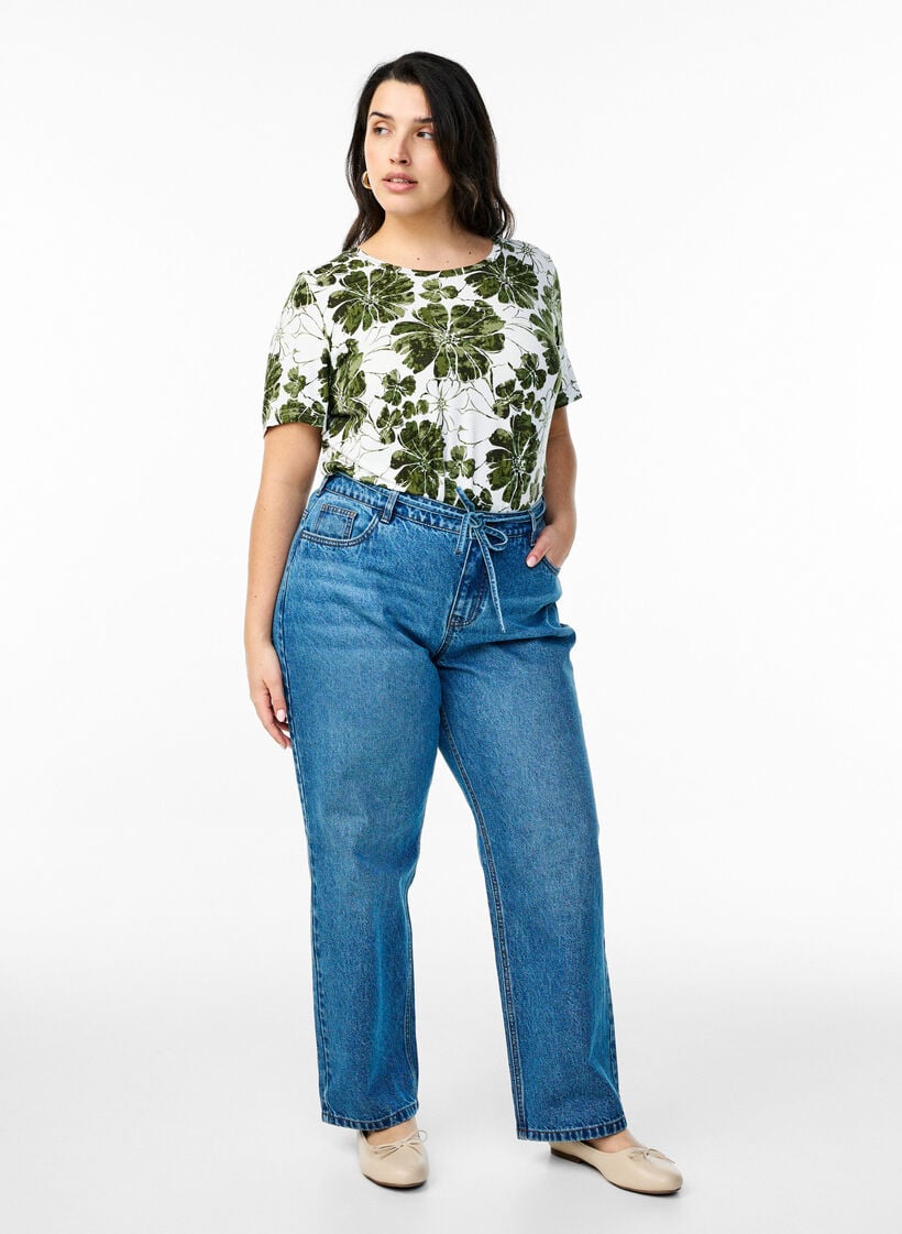 T-Shirt mit floralem Print, Gr&uuml;n, Model image number 1