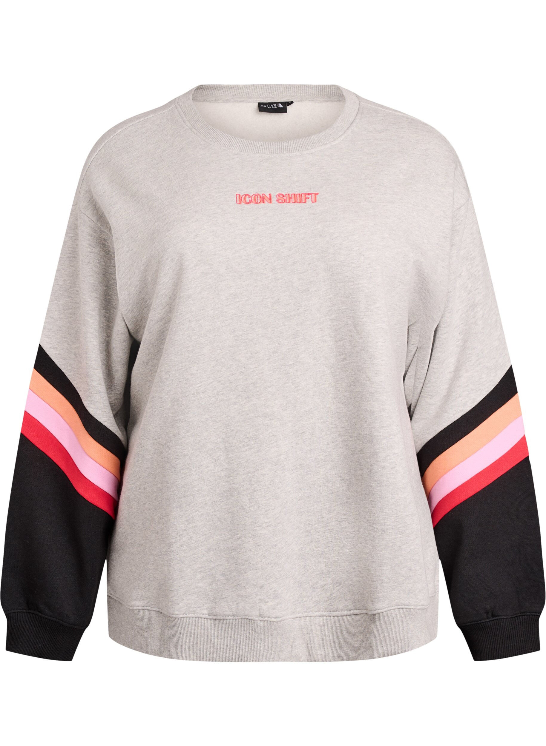 ZizziLockeres Sweatshirt mit Kontrastdetails an den &Auml;rmeln, Grau, Packshot image number 0