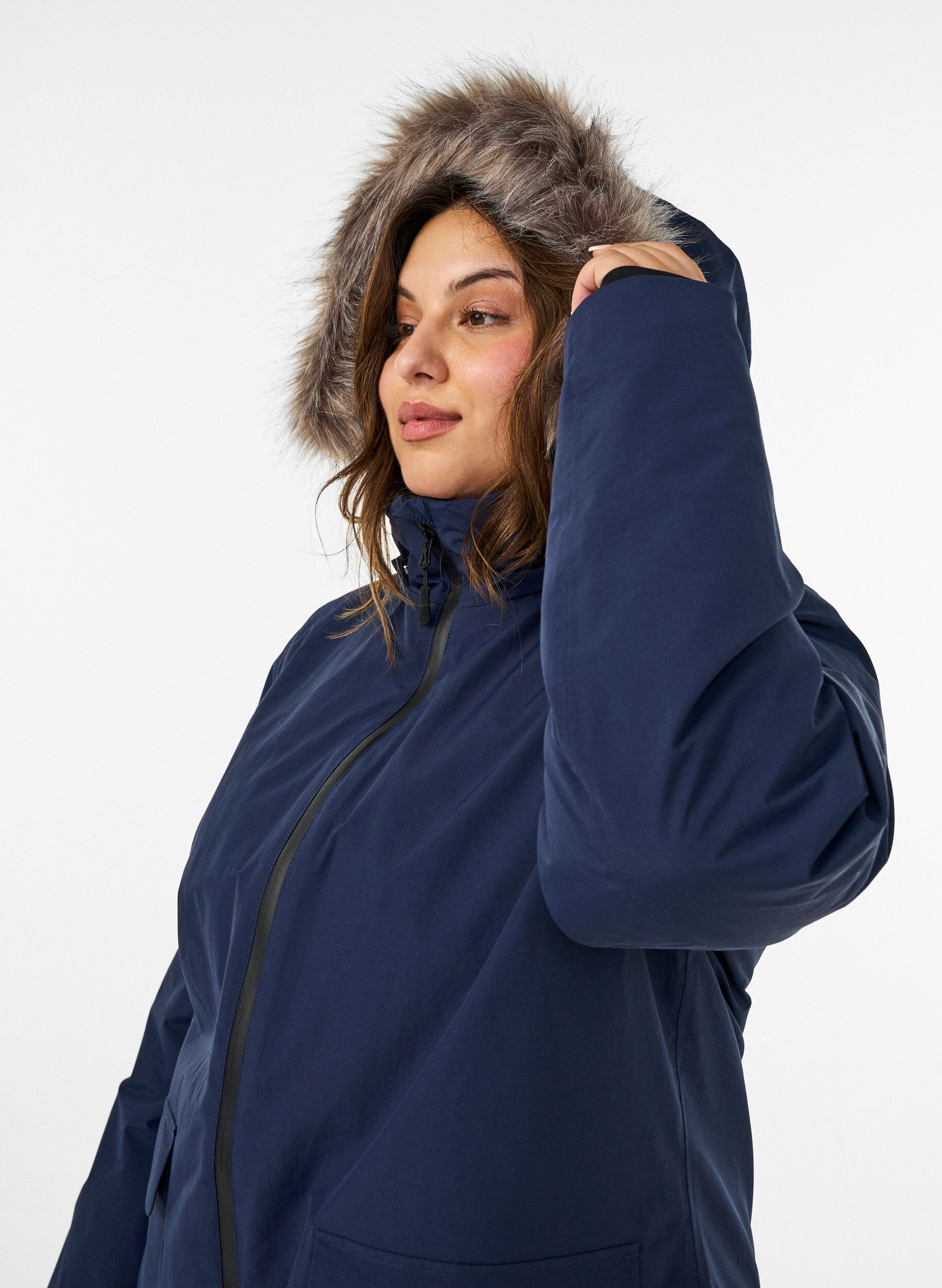 ZizziWasserdichter Parka mit Kapuze, Blau, Model image number 3