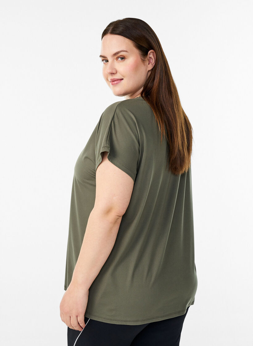 Einfarbiges Trainings-T-Shirt, Gr&uuml;n, Model image number 2
