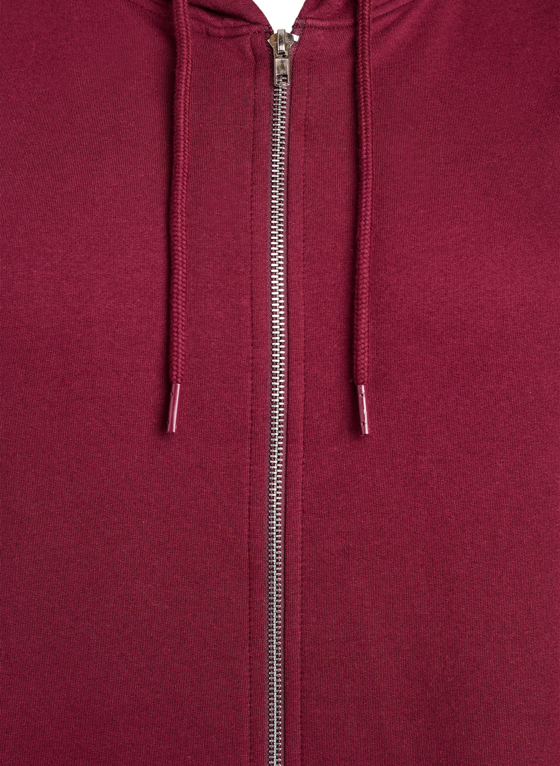ZizziLange Sweatjacke aus Baumwolle mit Kapuze, Dunkles Bordeaux, Packshot image number 2