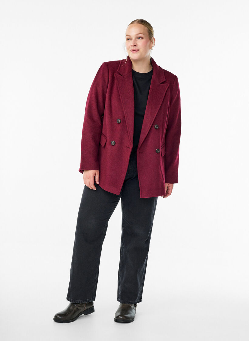 Blazer mit zweireihiger Knopfleiste und klassischen Revers, Rot, Model image number 1