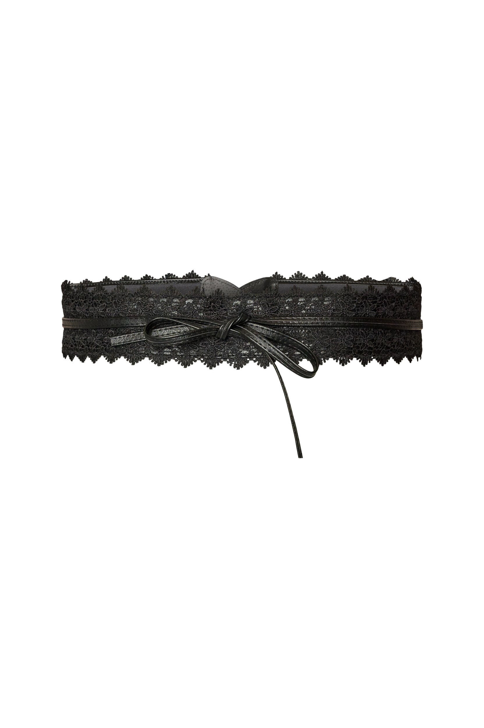 ZizziTailleng&uuml;rtel mit Spitze und Bindeband, Schwarz, Packshot image number 0