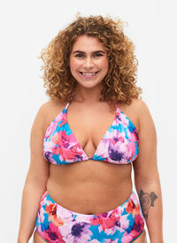 Triangel-Bikinioberteil mit Print, Pink Flower, Model