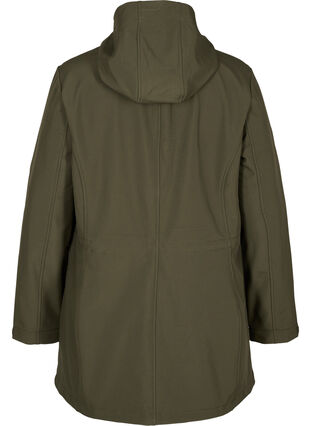 Softshell-Jacke mit Kapuze und verstellbarer Taille, Forest Night, Packshot image number 1