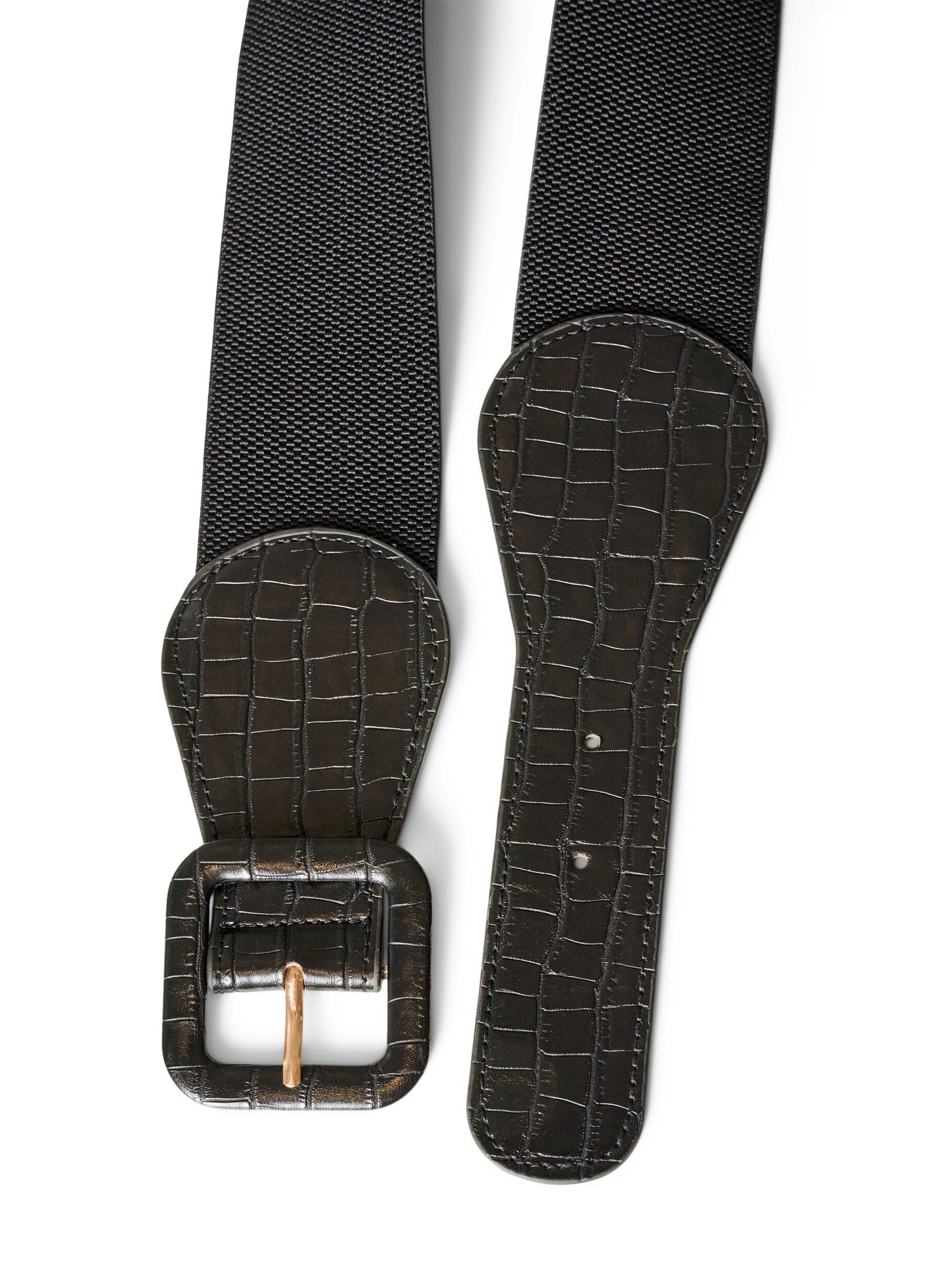 ZizziElastischer Tailleng&uuml;rtel mit Kroko-Detail, Schwarz, Packshot image number 1