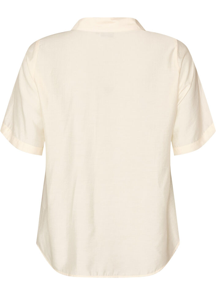Bluse mit ellbogenlangen &Auml;rmeln und gebl&uuml;mten Details, Beige, Packshot