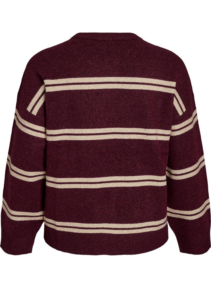 Strickbluse mit doppelten Kontraststreifen, Rot, Packshot image number 1