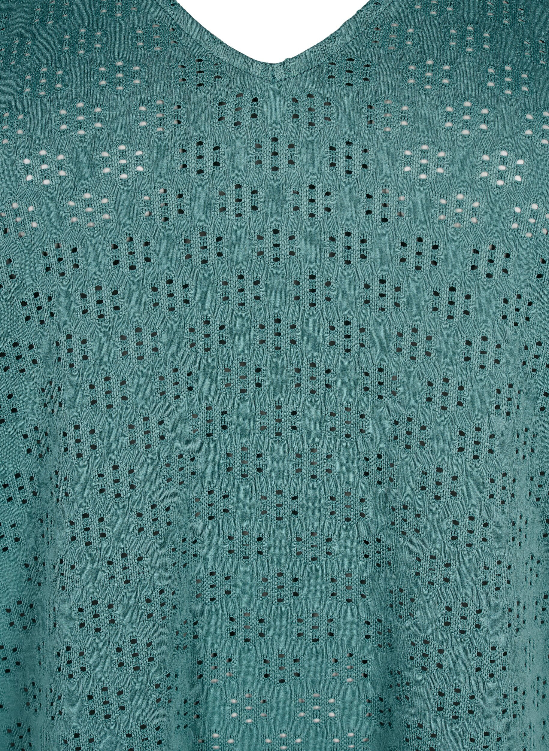 ZizziBluse mit V-Ausschnitt und Lochmuster, Sea Pine, Packshot image number 2