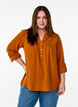 Bluse aus Baumwollmusselin mit Lochstickerei, Orange, Model image number 0