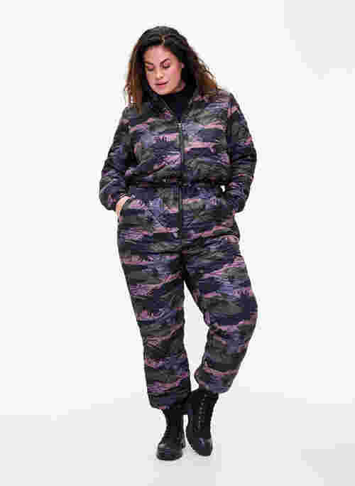Thermojumpsuit mit Camouflage-Print