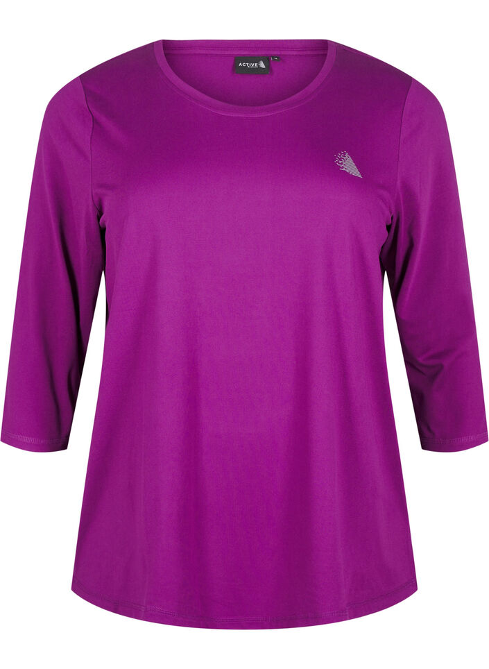 Trainingsshirt mit 3/4-Ärmeln, Lila, Packshot image number 0