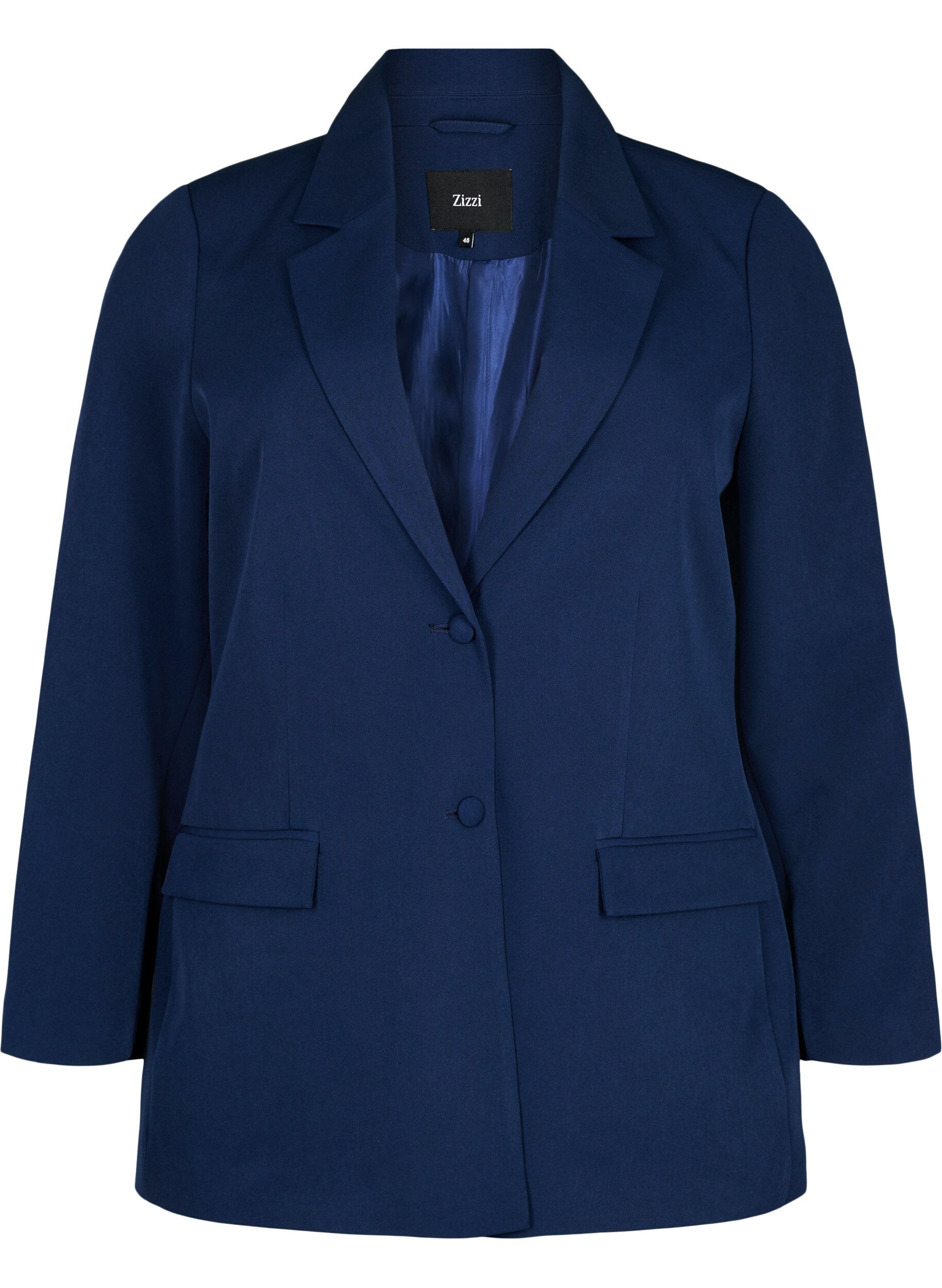 ZizziKlassischer Blazer mit Knopfverschluss, Blau, Packshot image number 0