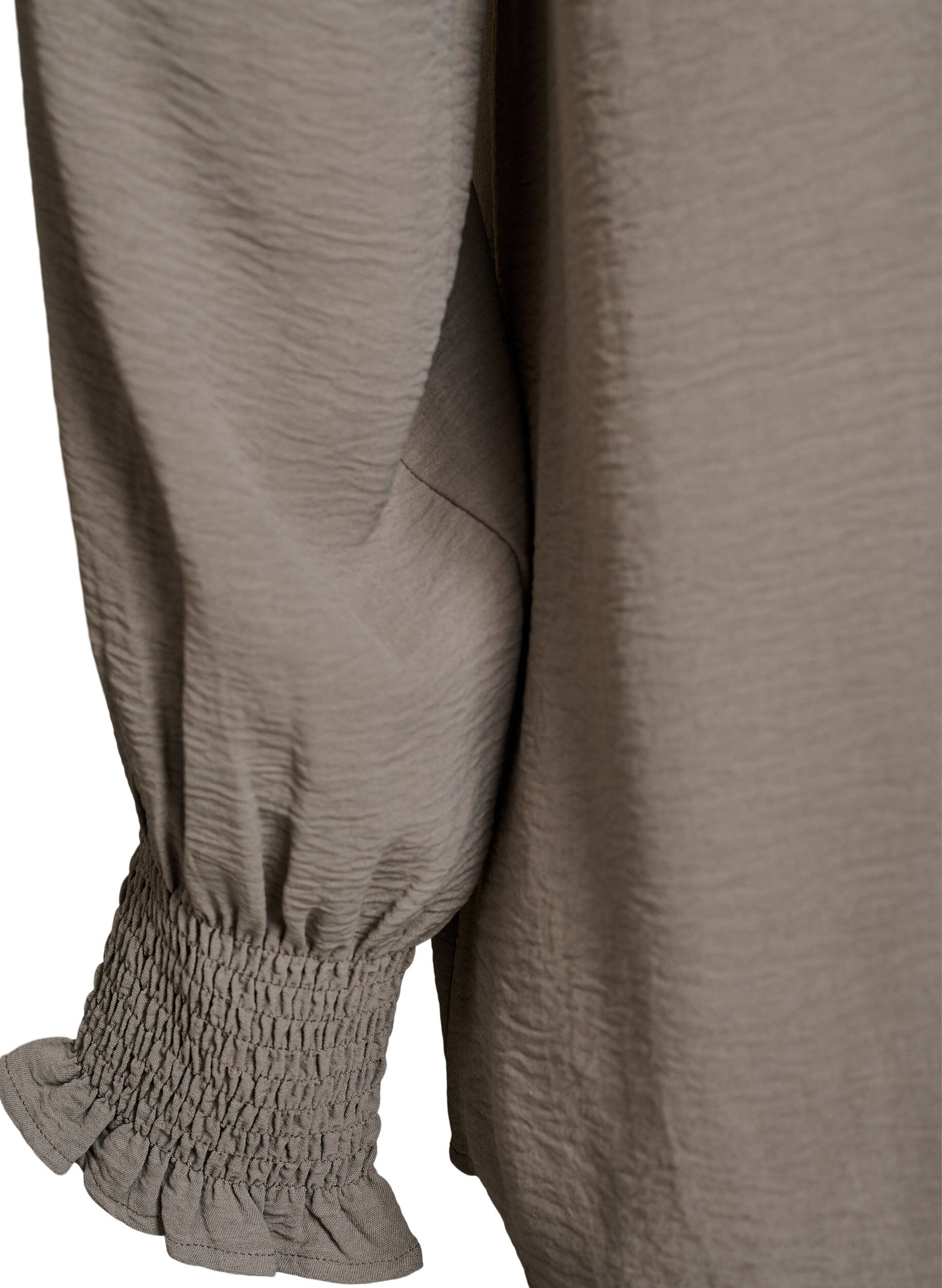 ZizziBluse mit Smockb&uuml;ndchen und V-Ausschnitt, Beige, Packshot image number 3