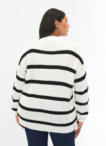 FLASH – Strickpullover mit Streifen, White/Black Stripe, Model image number 1