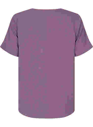 Kurzärmelige Bluse mit V-Ausschnitt, Vintage Violet, Packshot image number 1
