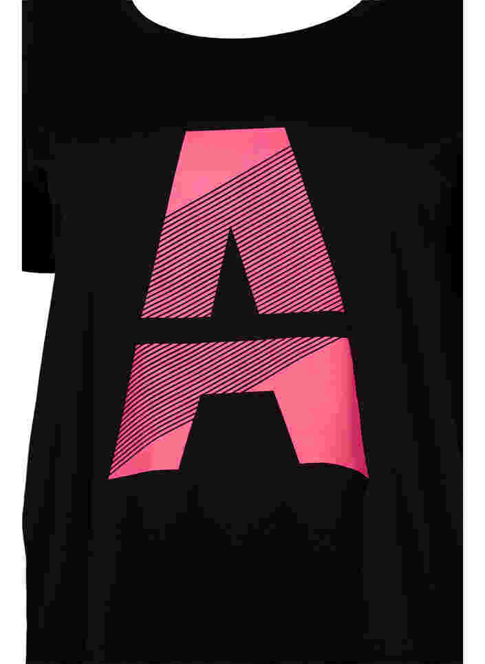 Trainings-T-Shirt mit Print, Black w. Pink A, Packshot image number 2