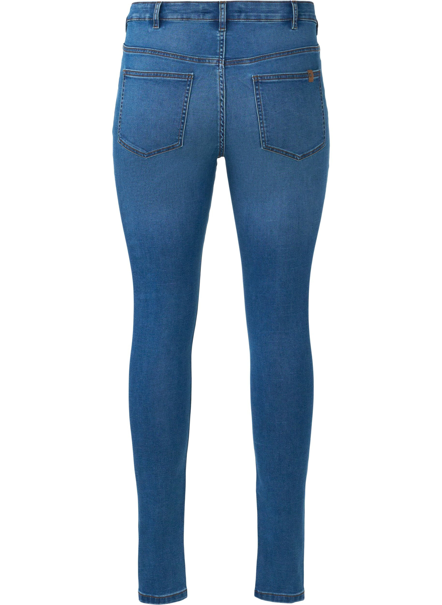ZizziAmy Jeans mit hohem Bund und Knopfverschluss, Blue Denim, Packshot image number 1