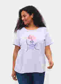 T-Shirt aus Baumwolle mit Rundhalsausschnitt und Print, Lavender FACE, Model