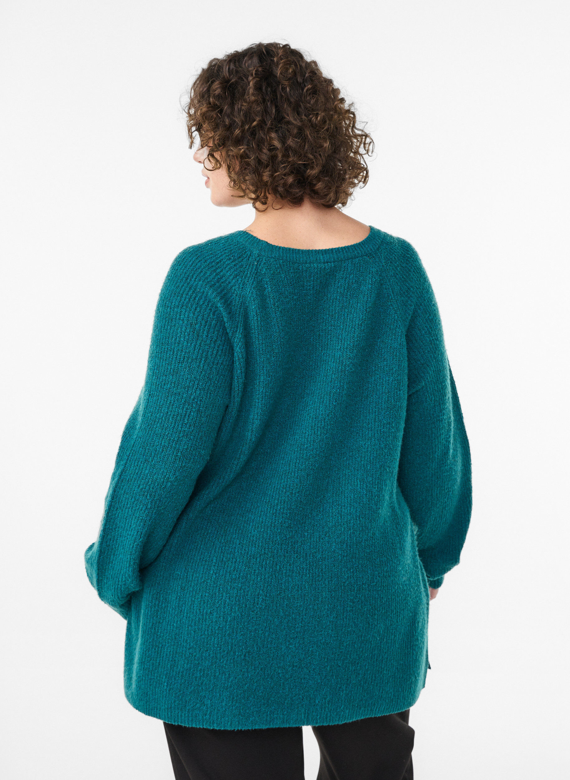 ZizziStrickpullover mit diagonalem Muster und Raglan&auml;rmeln, Gr&uuml;n, Model image number 2