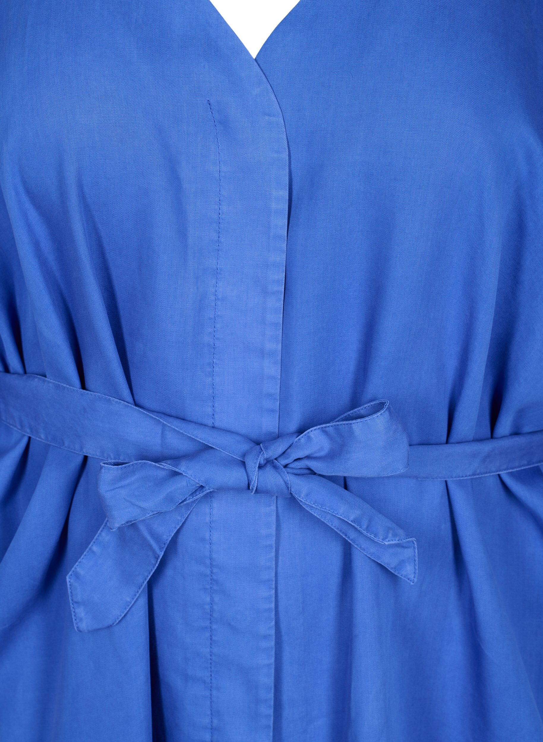 ZizziKleid mit 3/4-&Auml;rmeln und Bindeband, Blau, Packshot image number 2