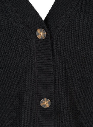 Kurzer rippgestrickter Cardigan mit V-Ausschnitt, Black, Packshot image number 2