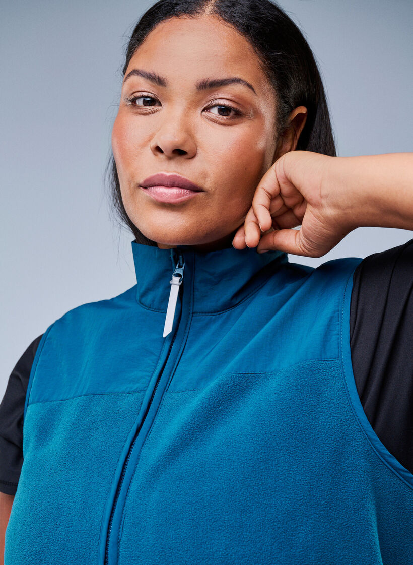 Weste aus Fleece mit hohem Kragen und Taschen, Blau, Image image number 0