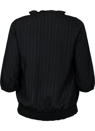 Viskose Bluse mit 3/4 Ärmeln und Smock, Black, Packshot image number 1