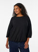 Bluse mit Struktur und 3/4-&Auml;rmeln, Schwarz, Model image number 0