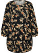 Kurzes Baumwollkleid mit Gummisaum und langen &Auml;rmeln, Schwarz, Packshot image number 0