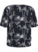 Kurz&auml;rmelige Bluse mit Stickmuster, Schwarz, Packshot image number 1