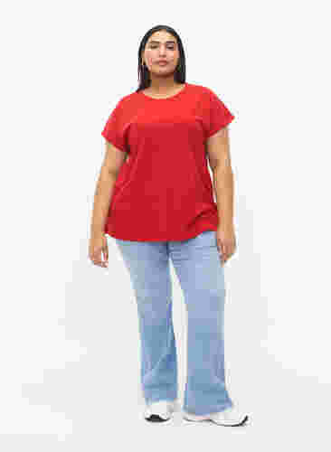 Kurzärmeliges T-Shirt aus einer Baumwollmischung, Tango Red, Model image number 2