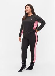 Skiunterhose mit Kontraststreifen, Black w. Sea Pink, Model