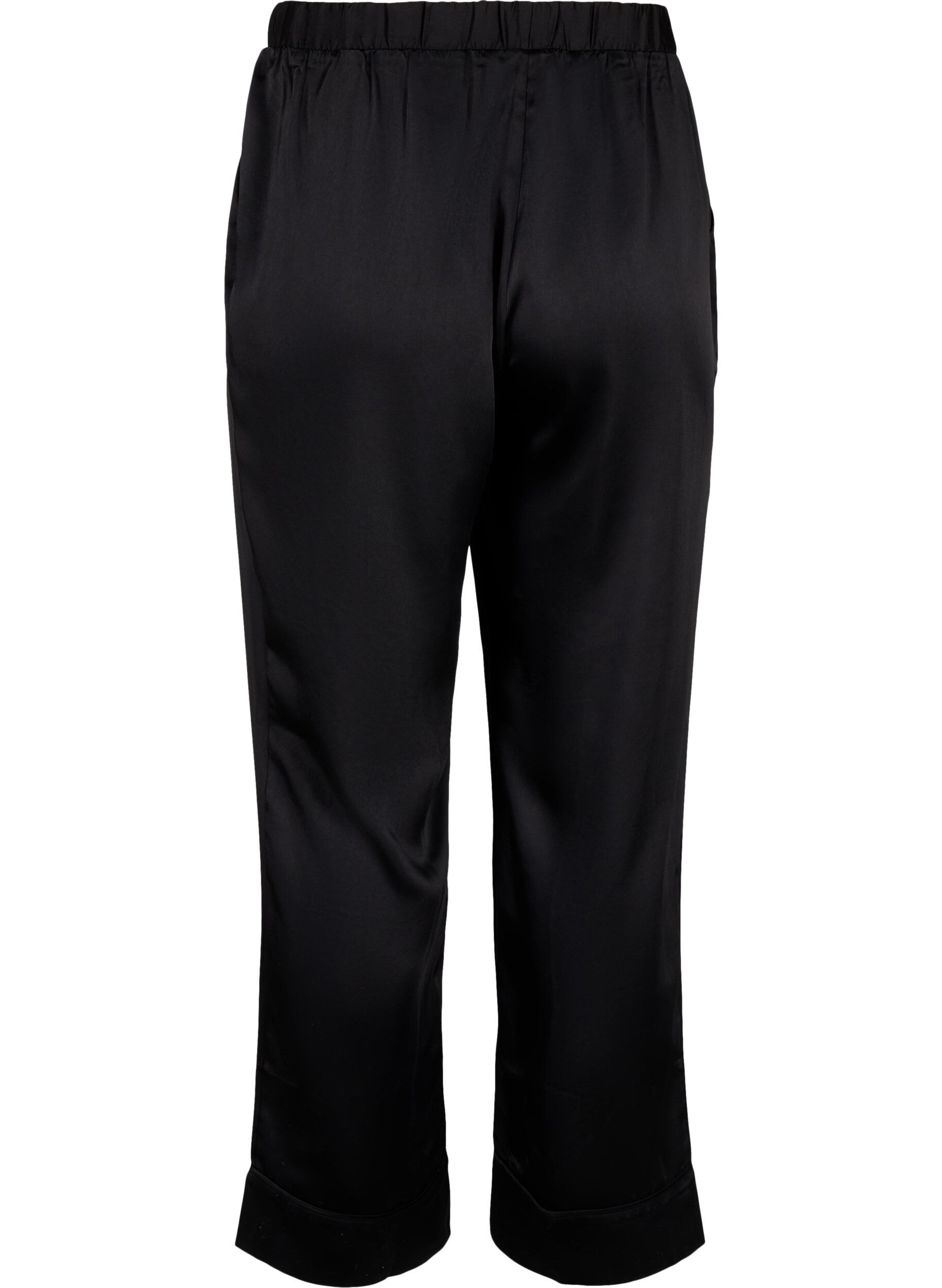 ZizziPyjama-Hose aus Satin mit elastischem Bund, Black, Packshot image number 1