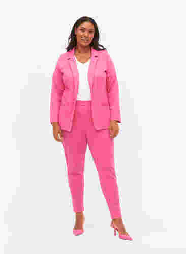 Schlichter Blazer mit Knopf und Dekorationstaschen, Shocking Pink, Model image number 3