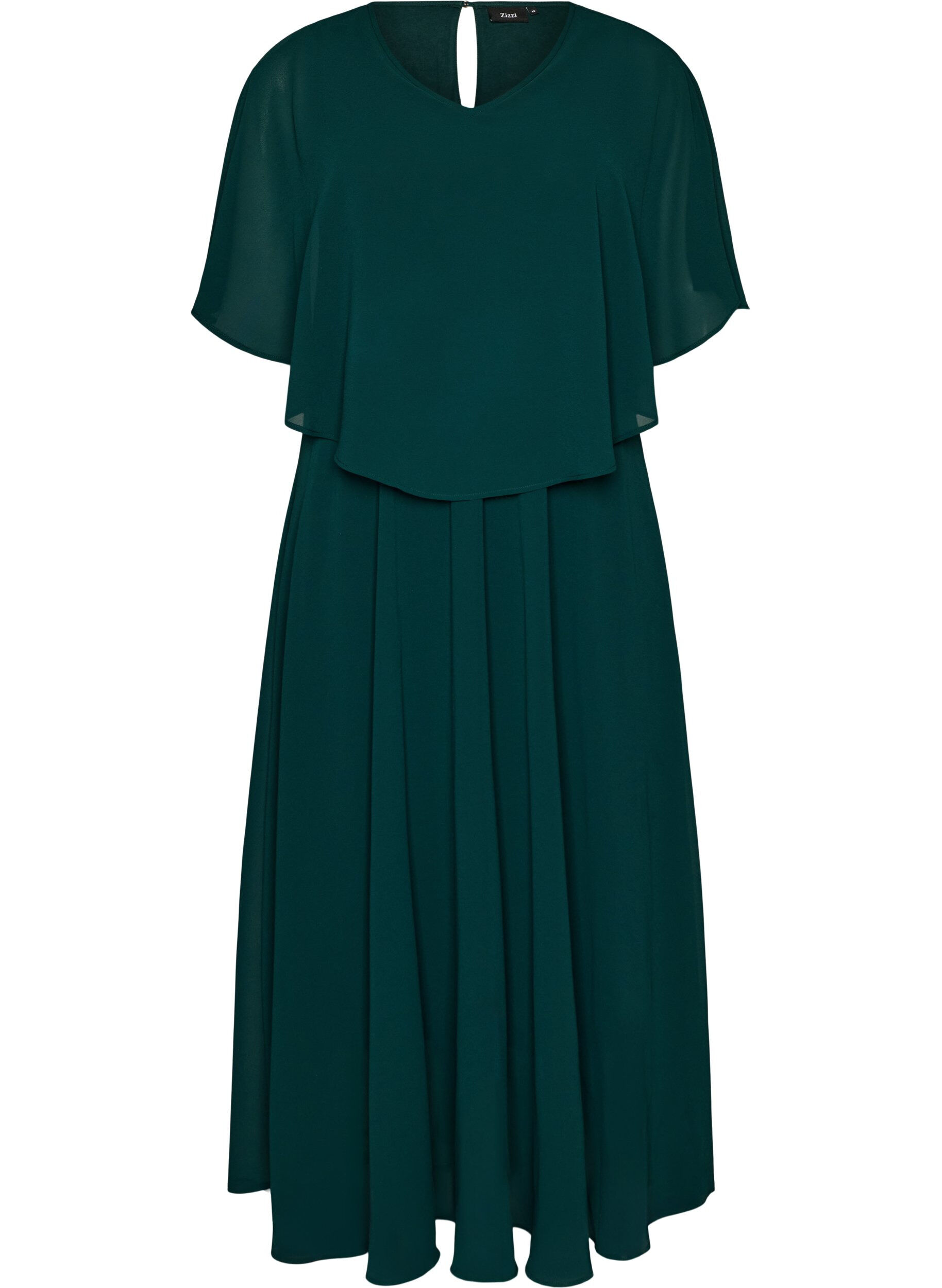 ZizziKurz&auml;rmeliges Maxikleid in A-Linie, Gr&uuml;n, Packshot image number 0