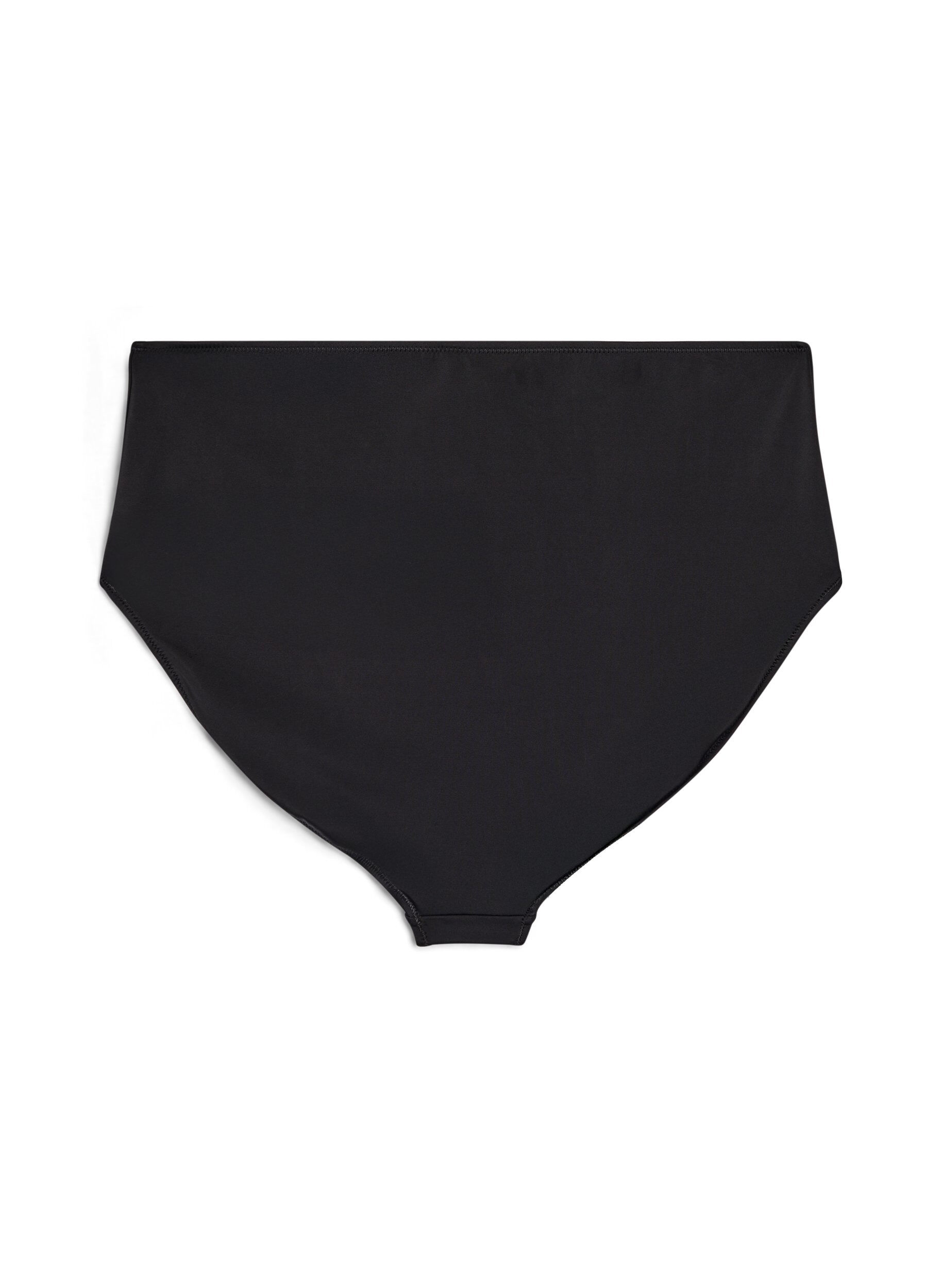 ZizziEinfarbige hoch taillierte Bikinihose, Schwarz, Packshot image number 1