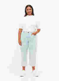 Straight Jeans mit Knöchellänge, Light Blue Stripe, Model