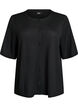 Kurz&auml;rmelige Bluse mit Struktur und Knopfleiste, Schwarz, Packshot image number 0