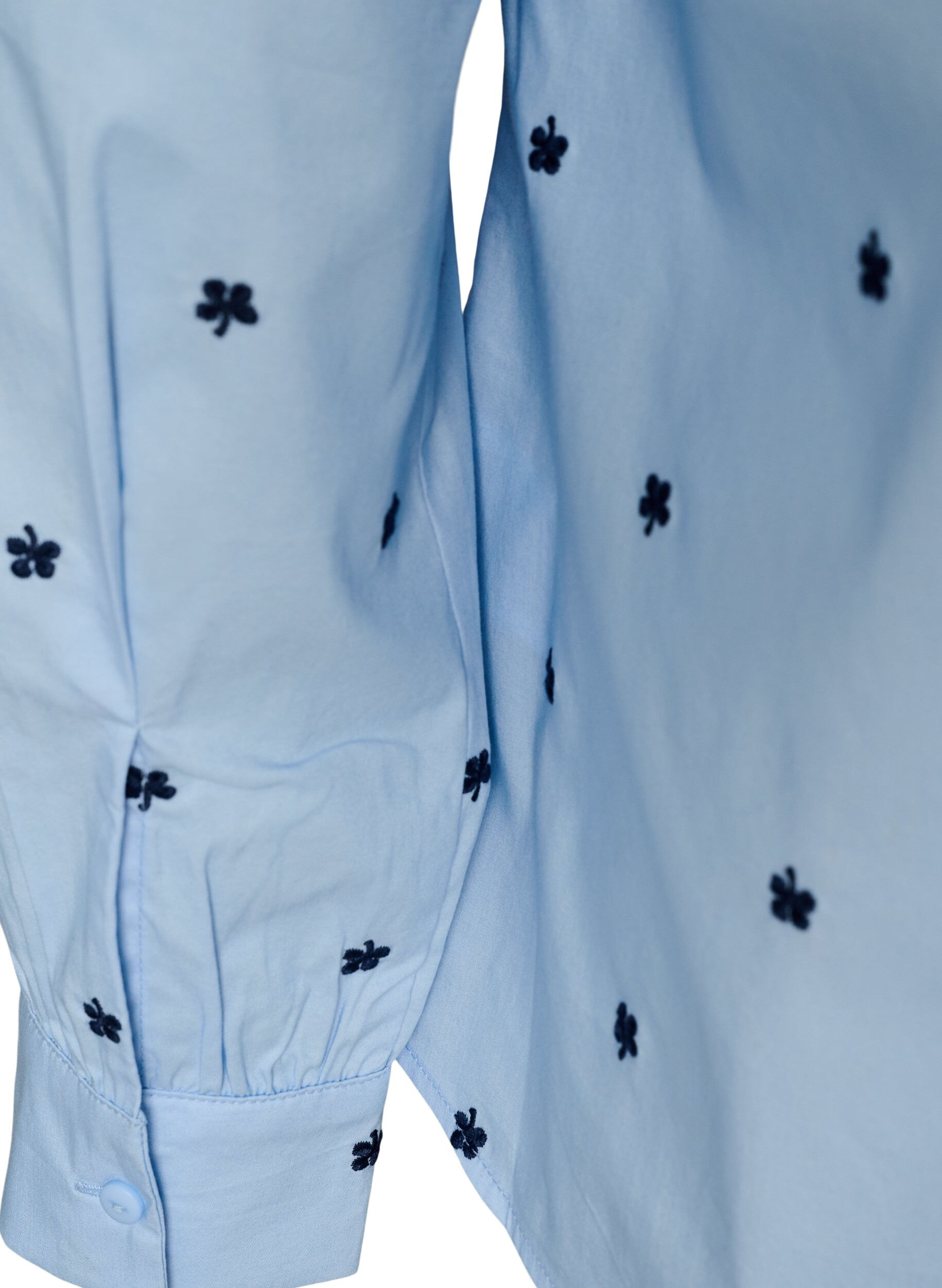 ZizziHemdbluse mit Blumenstickerei, Blau, Packshot image number 3