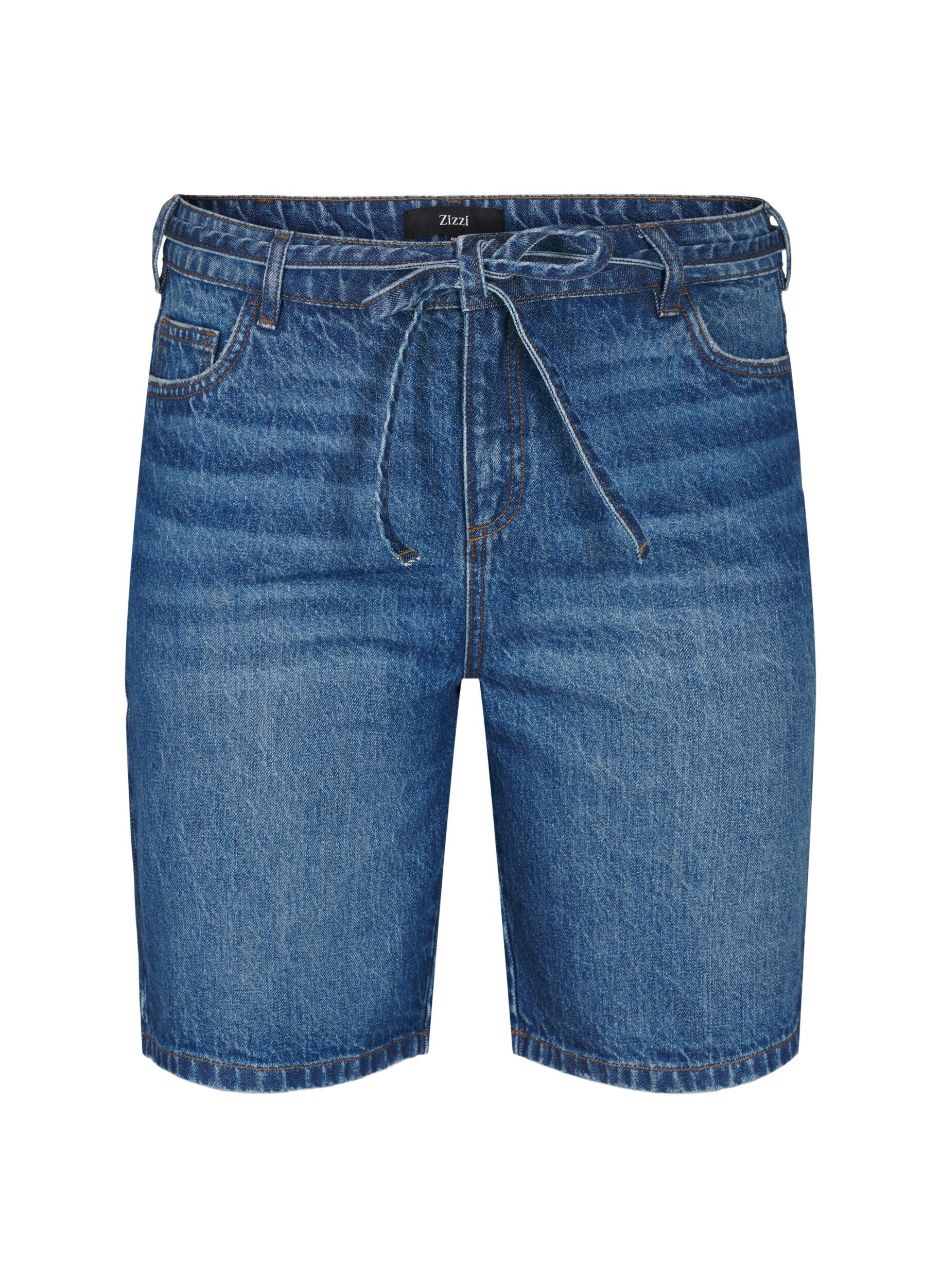 Slim fit Jeansshorts mit Bindeg&uuml;rtel