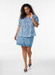 Baumwollbluse mit eckigem Ausschnitt, Blau, Model image number 1
