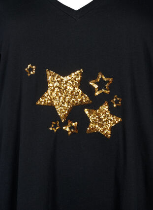 Baumwoll-T-Shirt mit Pailletten, Black W. Star, Packshot image number 2