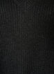 Lange Rippstrickbluse mit V-Ausschnitt, Schwarz, Packshot image number 2