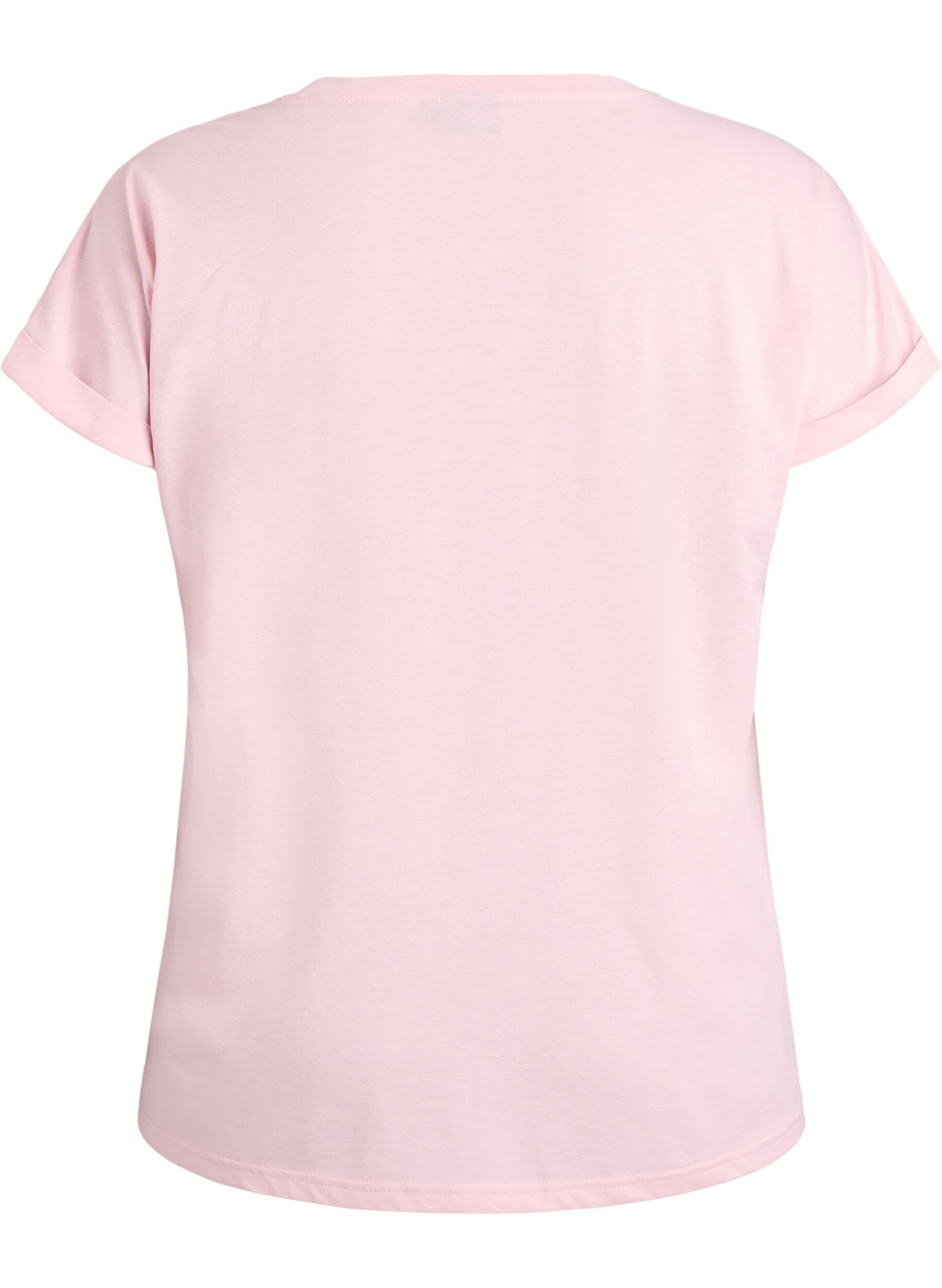 ZizziKurz&auml;rmeliges T-Shirt aus einer Baumwollmischung, Pink, Packshot image number 1