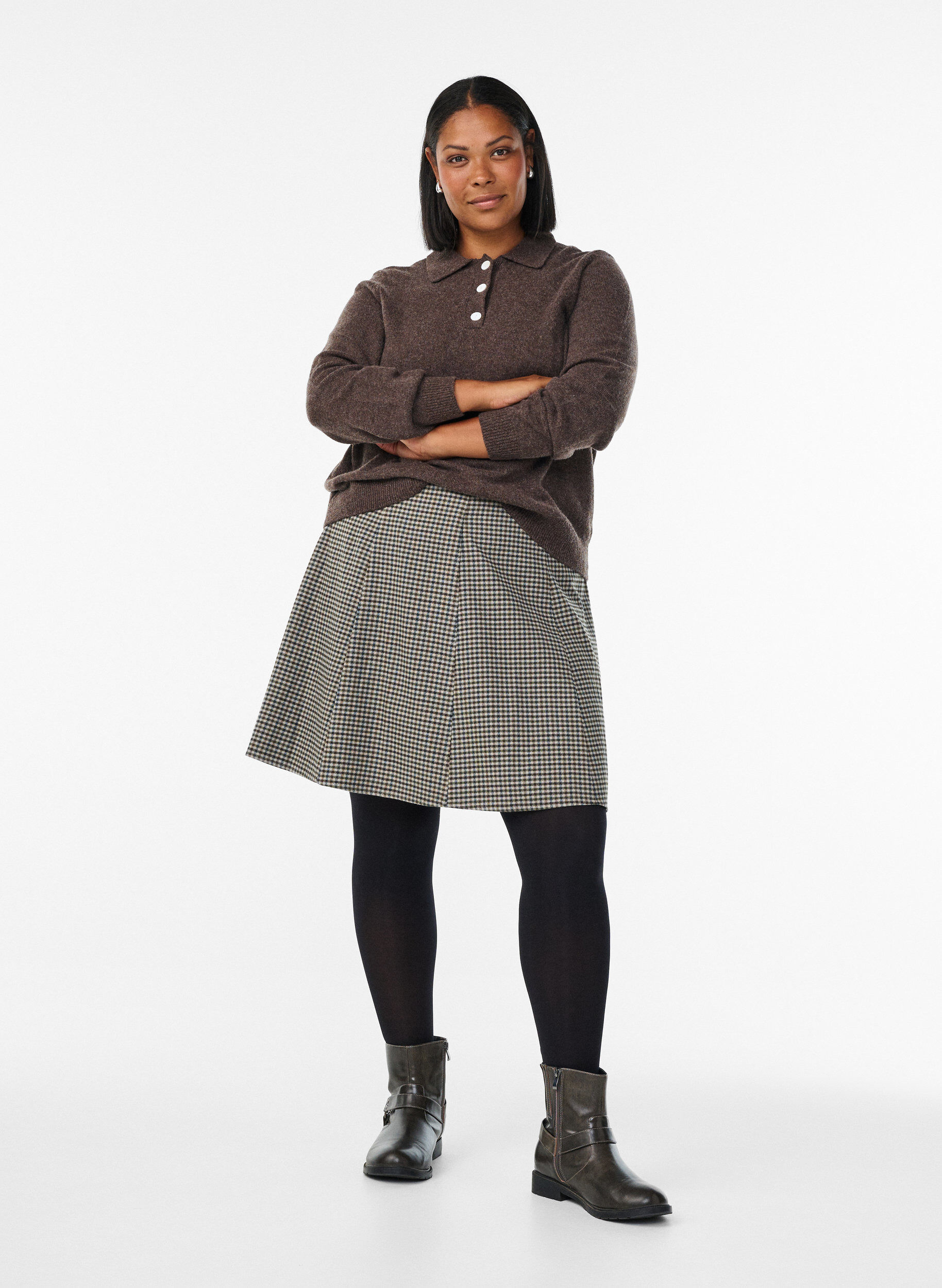 ZizziKurzer A-Linien-Rock, Braun, Model image number 1